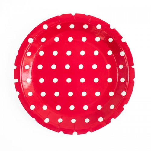 Pratos Vermelhos Bolinhas